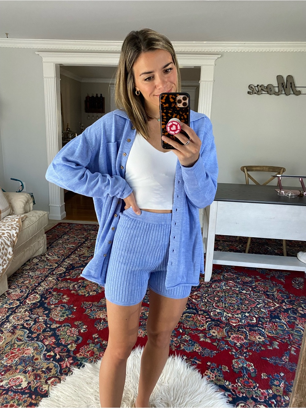 Free People Knit Cardigan & Shorts Set